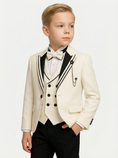 Load image into Gallery viewer, Boys Ivory Tuxedo for Weddings with Contrast Trim 3-Piece Suit
