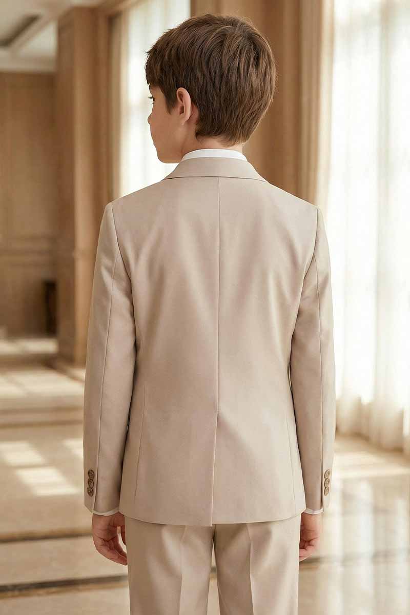 Boys Beige Formal 3-Piece Suit for Weddings