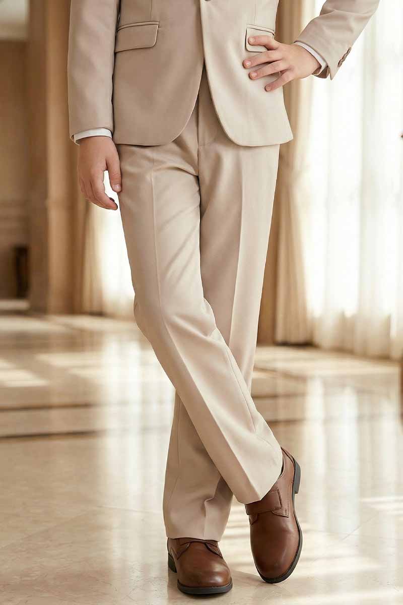Boys Beige Formal 3-Piece Suit for Weddings