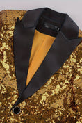 Load image into Gallery viewer, Boys Gold Sequin Shawl Collar Blazer for Gala Weddings
