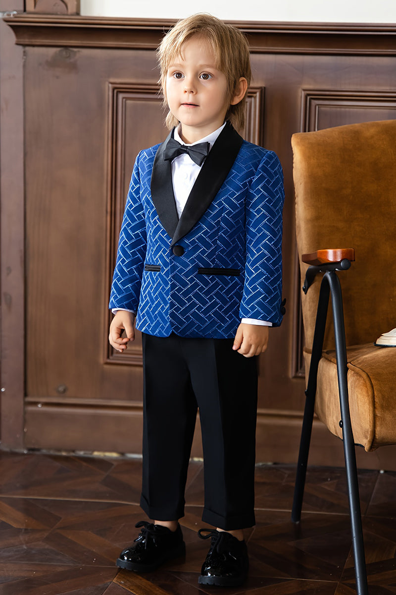 Boys Royal Blue Print 2-Piece Suit for Formal Weddings