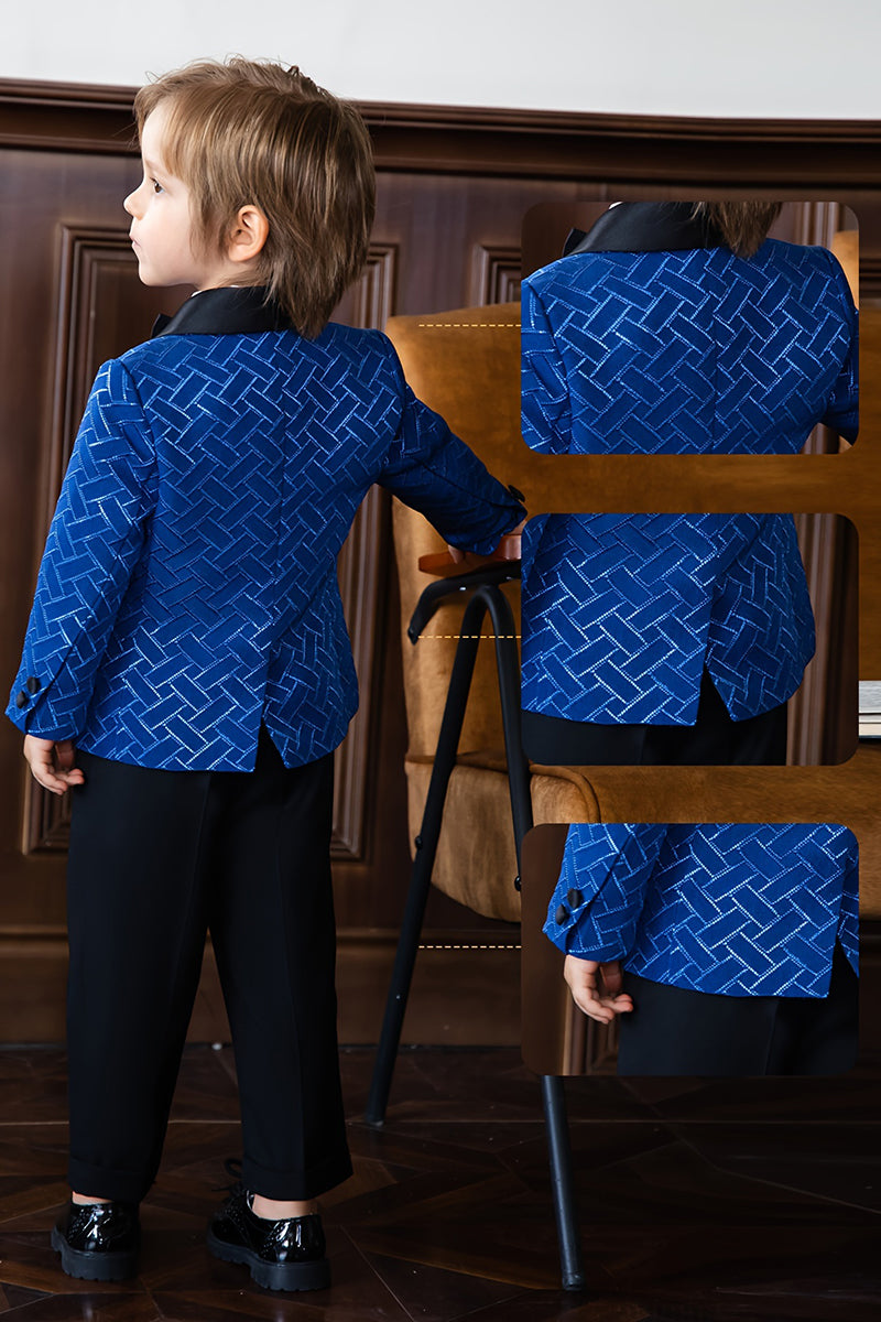 Boys Royal Blue Print 2-Piece Suit for Formal Weddings