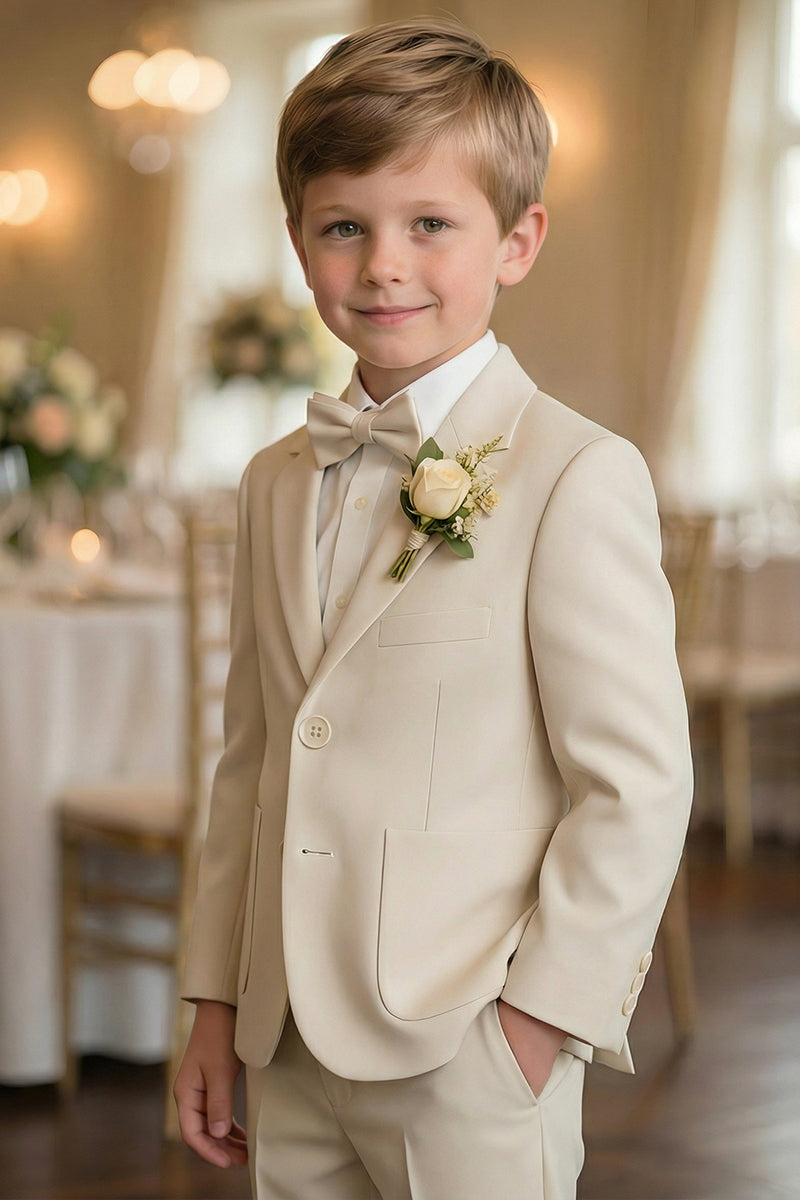 Boys Beige Single-Breasted 2-Piece Suit for Formal Weddings