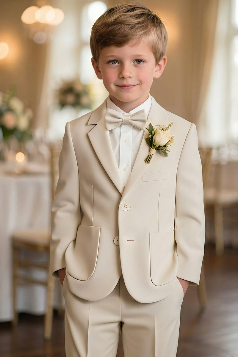 Boys Beige Single-Breasted 2-Piece Suit for Formal Weddings