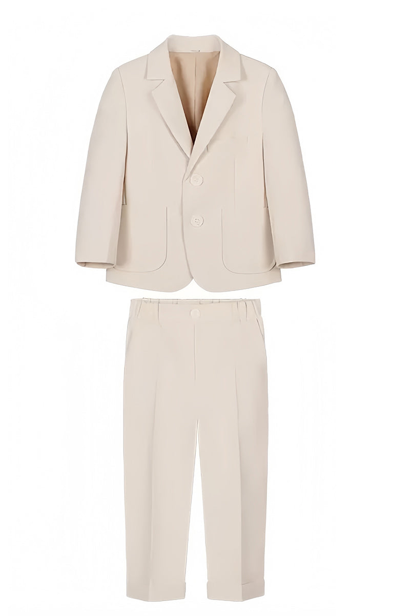 Boys Beige Single-Breasted 2-Piece Suit for Formal Weddings