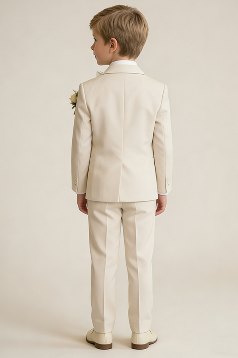 Boys Beige Single-Breasted 2-Piece Suit for Formal Weddings