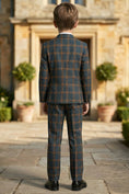 Load image into Gallery viewer, Boys Navy & Rust Windowpane 2-Piece Suit

