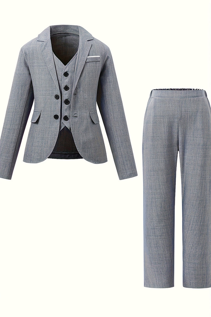 Boys Light Grey 3-Piece Suit for Garden Weddings & Outdoor