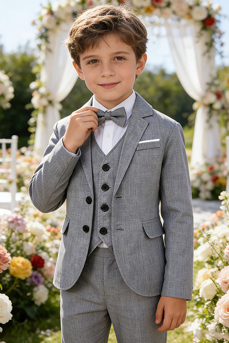 Boys Light Grey 3-Piece Suit for Garden Weddings & Outdoor