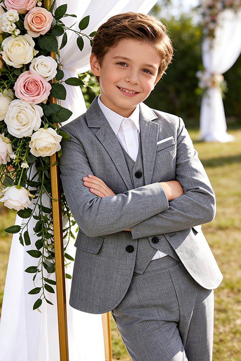Boys Light Grey 3-Piece Suit for Garden Weddings & Outdoor
