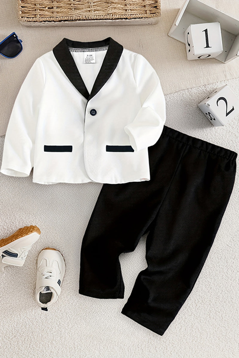 Boys White Shawl Collar 2-Piece Suit for Wedding