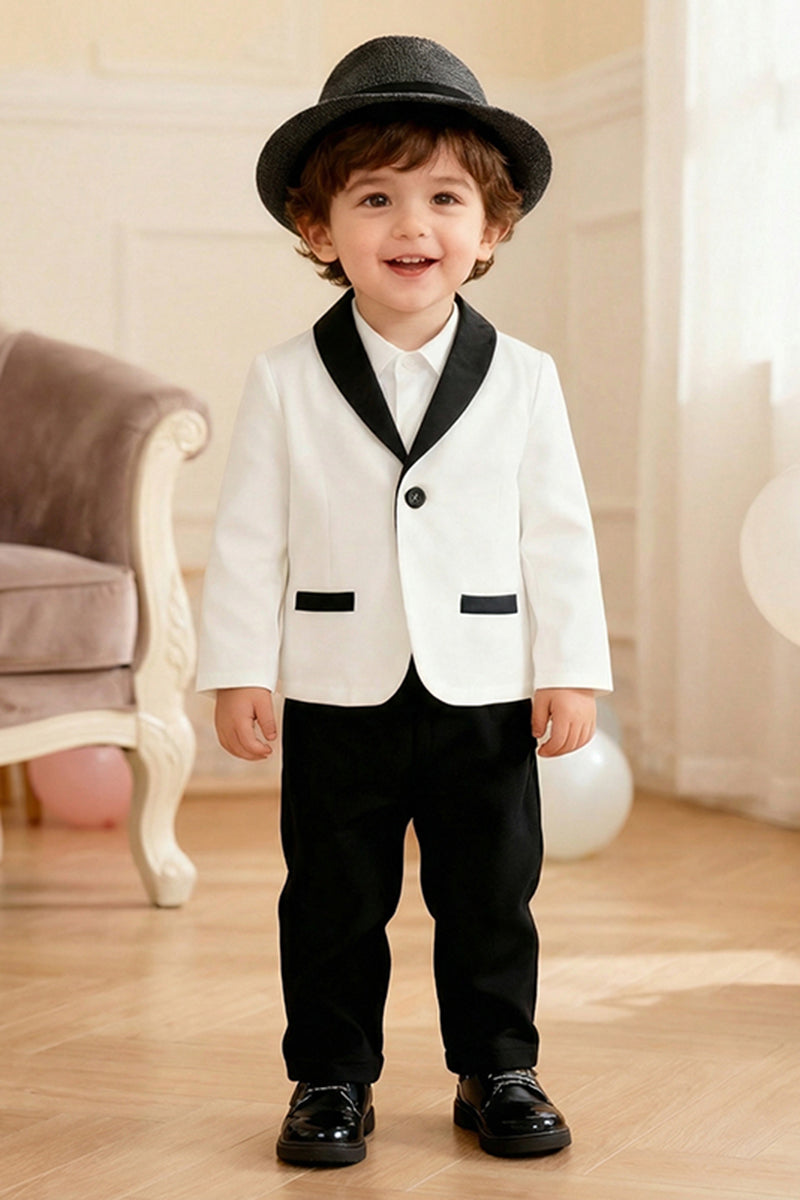 Boys White Shawl Collar 2-Piece Suit for Wedding