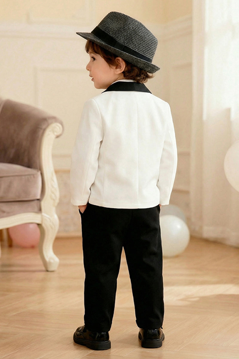 Boys White Shawl Collar 2-Piece Suit for Wedding