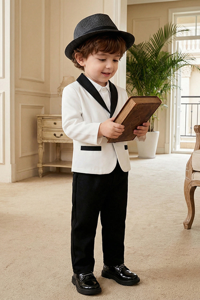 Boys White Shawl Collar 2-Piece Suit for Wedding