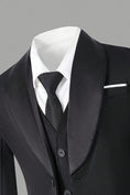 Load image into Gallery viewer, Boys Black Shawl Collar 3-Piece Suit for Formal Weddings
