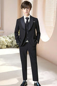 Load image into Gallery viewer, Boys Black Shawl Collar 3-Piece Suit for Formal Weddings
