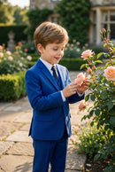 Boys Royal Blue 3-Piece Suit for Weddings with Notch Lapel
