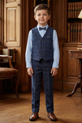 Gallery viewerに画像を読み込む, Boys Navy Blue 2-Piece Vest and Pants Set for Formal Occasions
