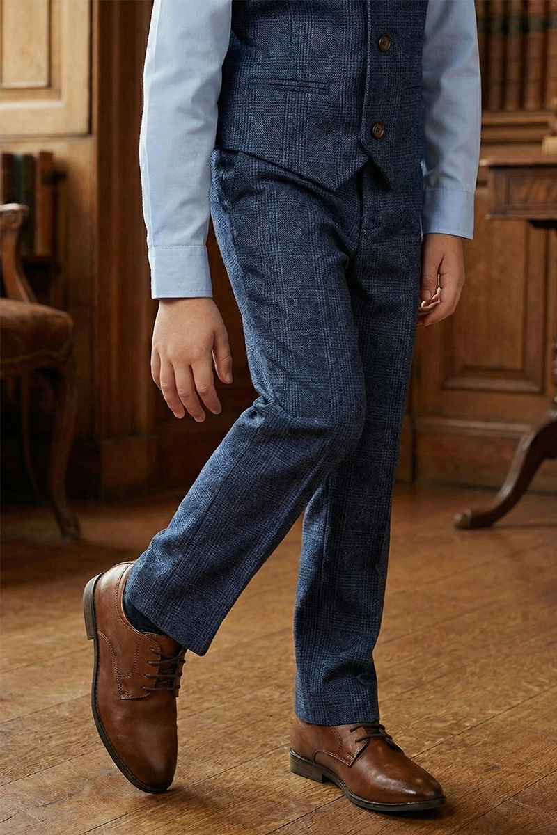 Boys Navy Blue 2-Piece Vest and Pants Set for Formal Occasions