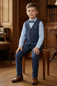 Gallery viewerに画像を読み込む, Boys Navy Blue 2-Piece Vest and Pants Set for Formal Occasions

