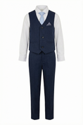 Load image into Gallery viewer, Boys Navy Blue 2-Piece Vest and Pants Set for Formal Events
