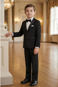 Cargar la imagen en la vista de la galería, Boys Black 2-Piece Suit Jacket and Pants for Formal Events
