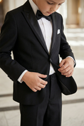 Cargar la imagen en la vista de la galería, Boys Black 2-Piece Suit Jacket and Pants for Formal Events
