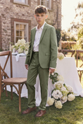 Bild in Galerie-Betrachter laden, Boys Green 2-Piece Suit Jacket and Pants for Formal Events
