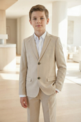 Charger l'image dans la visionneuse de la galerie, Boys Beige 2-Piece Suit for Formal Occasions
