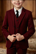 Charger l'image dans la visionneuse de la galerie, Boys Burgundy 3-Piece Suit for Weddings with Notch Lapel
