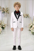 Bild in Galerie-Betrachter laden, Boys White Tuxedo 3-Piece Suit with Black Satin Shawl Lapel
