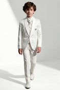 Gallery viewerに画像を読み込む, Boys Ivory Jacquard Tuxedo for Weddings with Shawl Lapel
