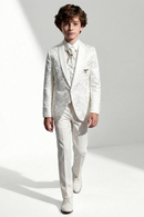 Boys Ivory Jacquard Tuxedo for Weddings with Shawl Lapel
