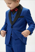 Load image into Gallery viewer, Boys Royal Blue Tuxedo 3-Piece Suit with Black Satin Shawl Lapel
