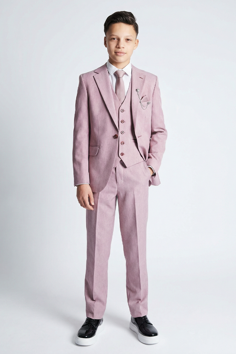 Boys Dusty Rose Formal 3-Piece Suit for Weddings with Classic Tailoring