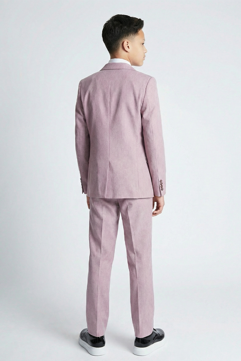 Boys Dusty Rose Formal 3-Piece Suit for Weddings with Classic Tailoring