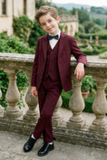 Load image into Gallery viewer, Boys Burgundy Tuxedo 3-Piece Suit
