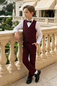 Load image into Gallery viewer, Boys Burgundy Tuxedo 3-Piece Suit
