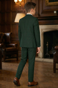 Load image into Gallery viewer, Boys Forest Green Formal Suit for Weddings with Notch Lapel 3-Piece Suit
