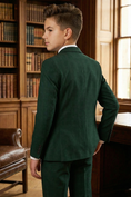 Load image into Gallery viewer, Boys Forest Green Formal Suit for Weddings with Notch Lapel 3-Piece Suit
