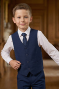 Load image into Gallery viewer, Boys Navy Blue Formal Suit for Weddings with Classic Vest 2-Piece Suit
