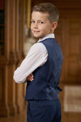 Load image into Gallery viewer, Boys Navy Blue Formal Suit for Weddings with Classic Vest 2-Piece Suit
