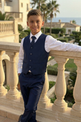 Load image into Gallery viewer, Boys Navy Blue Formal Suit for Weddings with Classic Vest 2-Piece Suit
