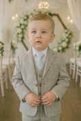 Load image into Gallery viewer, Baby Boys Light Grey Formal Suit for Weddings with Soft Tailoring 3-Piece Suit
