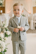Load image into Gallery viewer, Baby Boys Light Grey Formal Suit for Weddings with Soft Tailoring 3-Piece Suit
