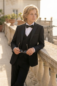 Load image into Gallery viewer, Boys Black Tuxedo for Weddings with  3-Piece Suit
