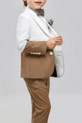 Load image into Gallery viewer, Boys White Paired With Brown 2-Piece Suit
