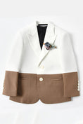 Load image into Gallery viewer, Boys White Paired With Brown 2-Piece Suit
