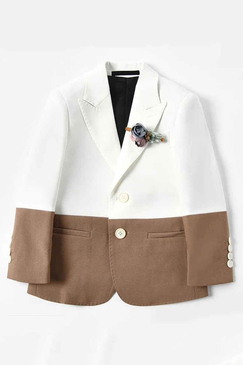 Boys White Paired With Brown 2-Piece Suit