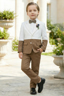 Boys White Paired With Brown 2-Piece Suit